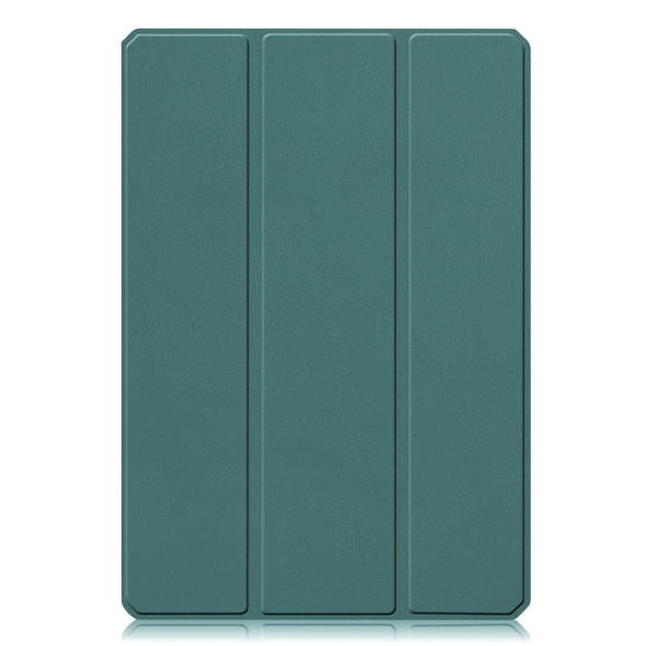 For Xiaomi Pad 5 Custer Pattern Pure Color TPU Smart Tablet Holster with Sleep Function & 3-Fold Holder & Pen Slot(Dark Green)