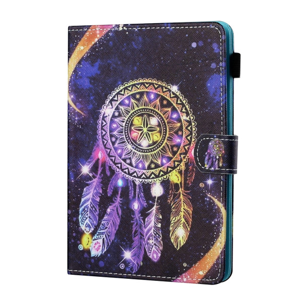 For 8 inch Tablet PC Universal Sewing Thread Horizontal Painted Flat Leather Case with Pen Cover & Anti Skid Strip & Card Slot & Holder(Starry Sky Wind Chimes)