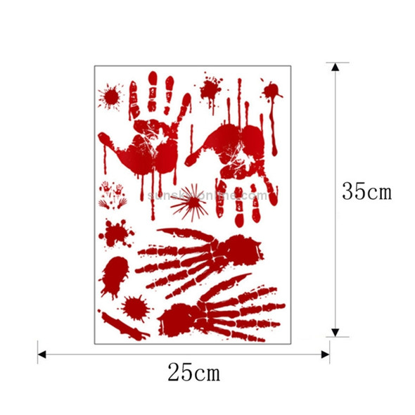 10 PCS Halloween Decorations PVC Creative Blood-printed Wall Stickers Window Stickers, Size: 25*30cm, Random Style Delivery