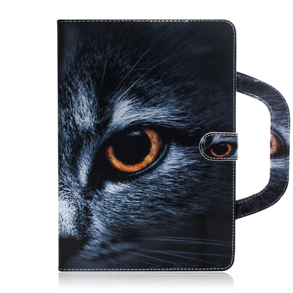 For Galaxy Tab S6 T860 / T865 3D Colored Drawing Horizontal Flip Leather Case with Holder & Card Slot & Wallet & Handle(Half Face Cat)