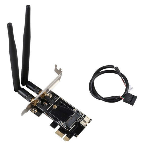 PCIE-1X Card to NGFF-Ekey Dual Antenna Adapter