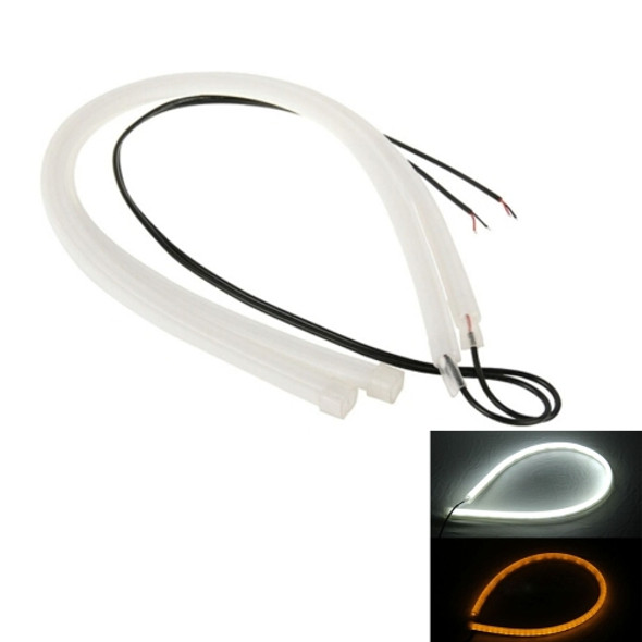 2 PCS 12V 30cm Car Daytime Running Lights Soft Article Lamp(Yellow Light + White Light)