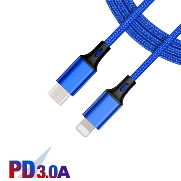 PD 18W USB-C / Type-C to 8 Pin Nylon Braided Data Cable is Suitable for iPhone Series / iPad Series, Length: 2m(Blue)