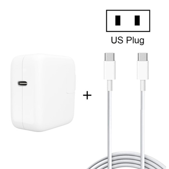 2 in 1 PD3.0 30W USB-C / Type-C Travel Charger with Detachable Foot + PD3.0 3A USB-C / Type-C to USB-C / Type-C Fast Charge Data Cable Set, Cable Length: 1m, US Plug