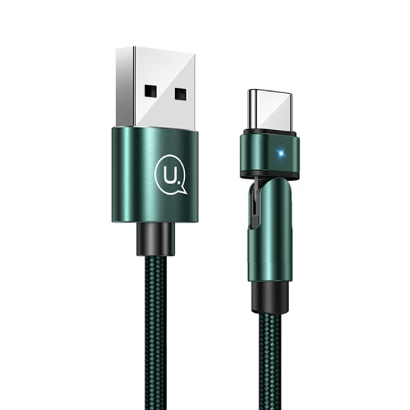 USAMS US-SJ477 U60 Type-C / USB-C Rotatable Aluminum Alloy Charging Cable, Length: 1m(Green)