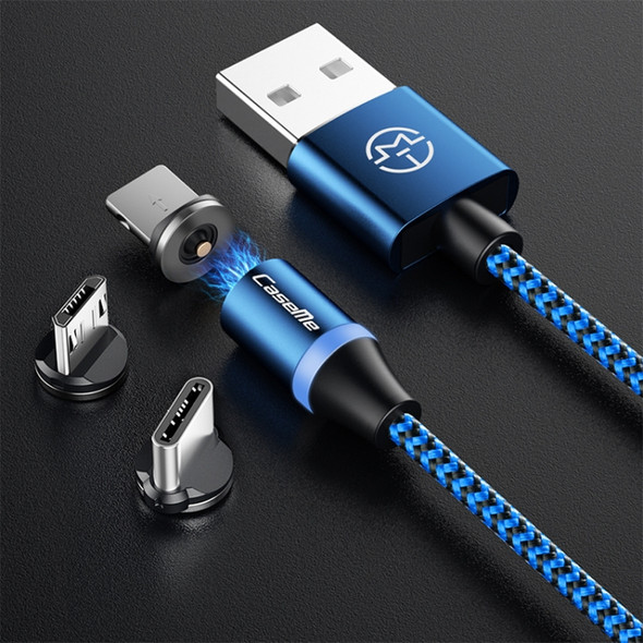 CaseMe Series 2 3 in 1 USB to Type-C/ USB-C + 8 Pin + Micro USB Magnetic Charging Cable (Dark Blue)