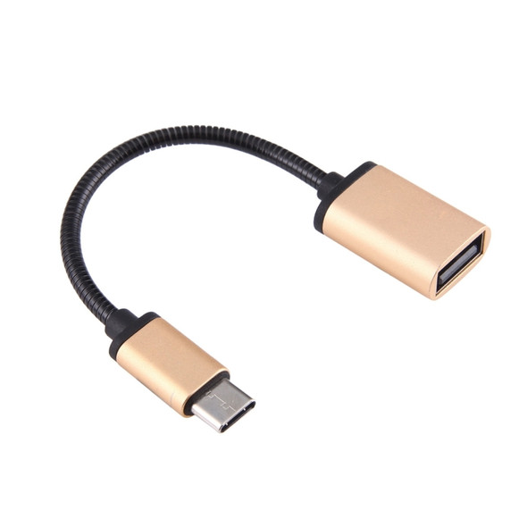 8.3cm USB Female to Type-C Male Metal Wire OTG Cable Charging Data Cable, For Galaxy S8 & S8 + / LG G6 / Huawei P10 & P10 Plus / Oneplus 5 / Xiaomi Mi6 & Max 2 /and other Smartphones(Gold)