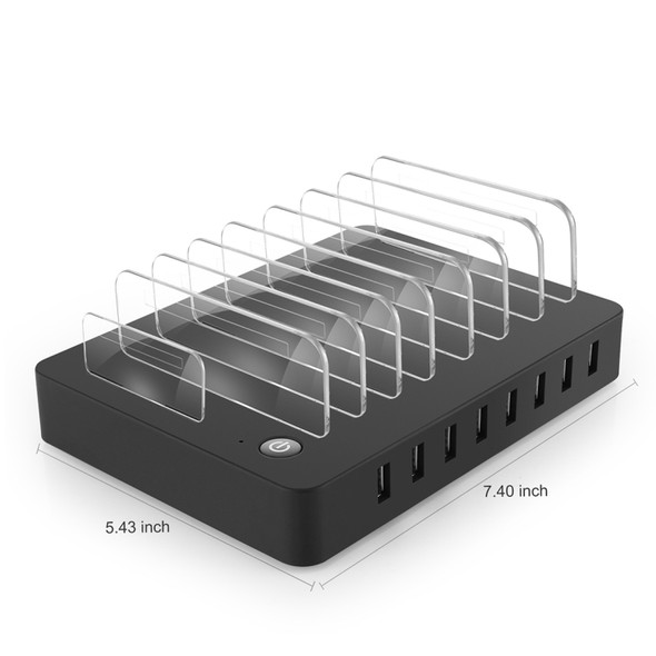 LMH-PW006 Multi-function 96W DC5V/19.2A (Max) Output 8 Ports USB Detachable Charging Station Smart Charger(Black)