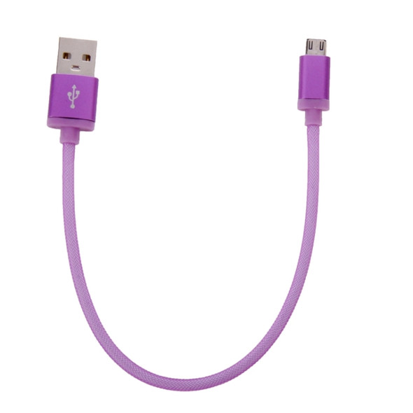 25cm Net Style Metal Head Micro USB to USB 2.0 Data / Charger Cable, Net Style Metal Head Micro USB to USB 2.0 Data / Charger Cable for Galaxy S6 / S6 edge / S6 edge+ / Note 5 Edge, HTC, Sony, Length: 25cm(Purple)