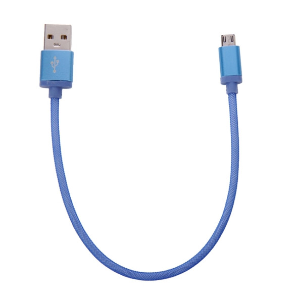 25cm Net Style Metal Head Micro USB to USB 2.0 Data / Charger Cable, Net Style Metal Head Micro USB to USB 2.0 Data / Charger Cable for Galaxy S6 / S6 edge / S6 edge+ / Note 5 Edge, HTC, Sony, Length: 25cm(Blue)