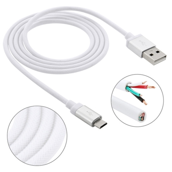 1m Net Style High Quality Metal Head Micro USB to USB Data / Charging Cable for Samsung Galaxy S7 & S7 Edge / LG G4 / Huawei P8 / Xiaomi Mi4 and other Smartphones (White)