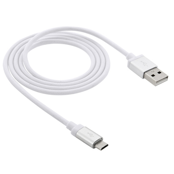 1m Net Style High Quality Metal Head Micro USB to USB Data / Charging Cable for Samsung Galaxy S7 & S7 Edge / LG G4 / Huawei P8 / Xiaomi Mi4 and other Smartphones (White)