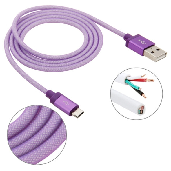 1m Net Style High Quality Metal Head Micro USB to USB Data / Charging Cable for Samsung Galaxy S7 & S7 Edge / LG G4 / Huawei P8 / Xiaomi Mi4 and other Smartphones (Purple)