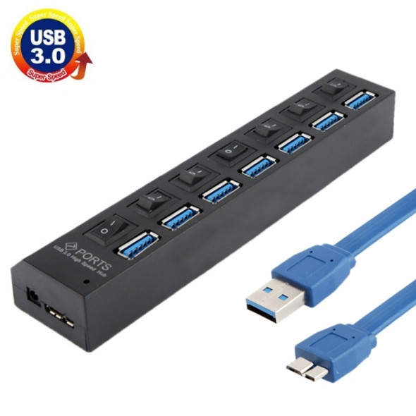 7 Ports USB 3.0 HUB, Super Speed 5Gbps, Plug and Play, Support 1TB(Black)