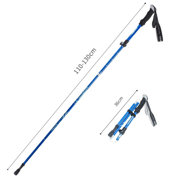 TANERDD TR-D0001 Trekking Poles Aluminum Alloy Folding Outdoor Handrails Trekking Walking Sticks(Long Model (Blue))
