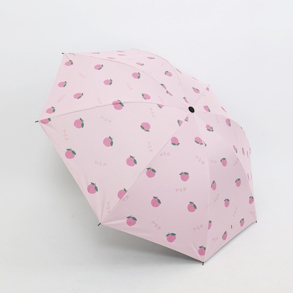 Small Fresh Sun Umbrella Female Sun Umbrella Student Vinyl Three-Fold Simple Dual-Use Sun Umbrella(Peach Pink)