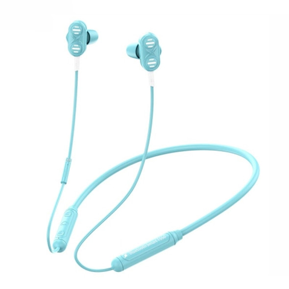 Bluetooth Earphone Sports Liquid Silicone Hanging Neck Headset Heavy Bass Stereo Earphone(Crystal Blue)