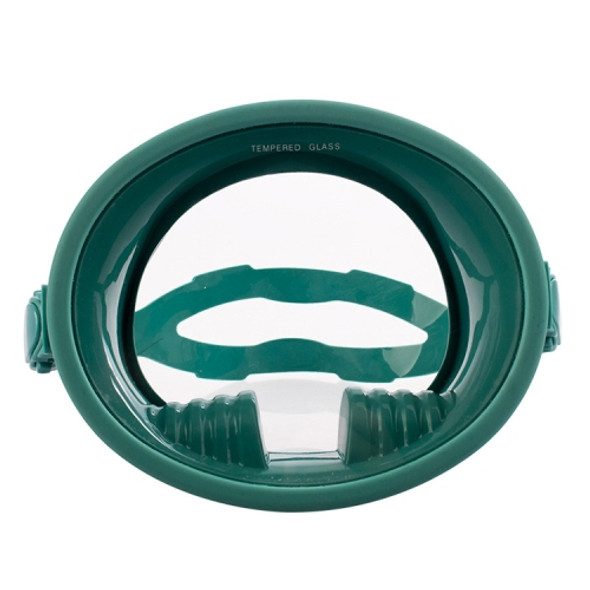 WAVE Panoramic Wide Field Of Vision Diving Goggles Anti-Fog And Waterproof Snorkeling Tempered Glass Mask, Size: One Size(Metal Green)