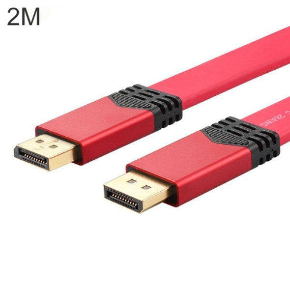 4K 60Hz DisplayPort 1.2 Male to DisplayPort 1.2 Male Aluminum Shell Flat Adapter Cable, Cable Length: 2m (Red)