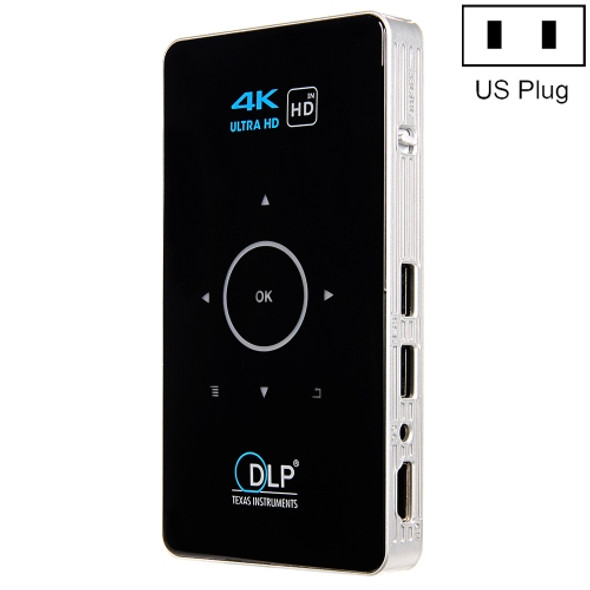C6 2G+16G Android Smart DLP HD Projector Mini Wireless Projector， US Plug (Black)