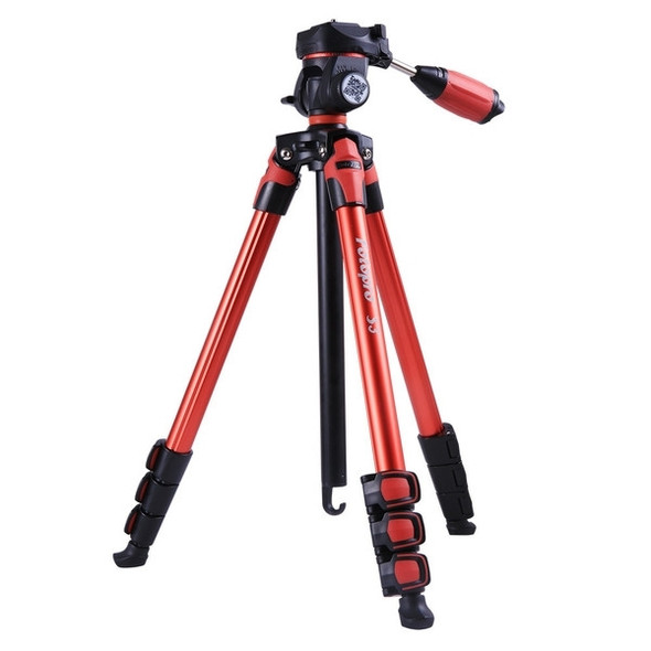 Fotopro S3 4-Section Folding Aluminum Legs Tripod PTZ Stand for SLR / Micro-SLR / Digital Cameras(Orange)