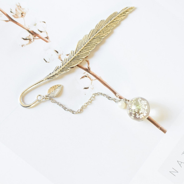 Dried Flower Bookmark Vintage Minimal Feather Reading Mark Arts Crafts Accessories(White Starry)