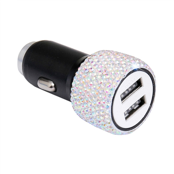 Diamond Car Dual USB Charge Mobile Phone Safety Hammer Charger(AB illusion )