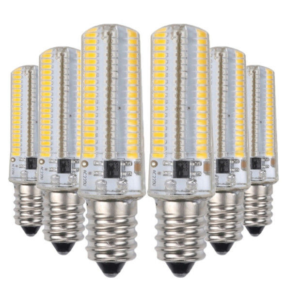 YWXLight 6PCS E12 7W AC 220-240V 152LEDs SMD 3014 Energy-saving LED Silicone Lamp (Warm White)