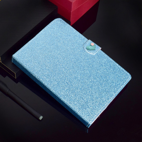 For 7 inch Universal Tablet PC Glitter Powder Love Buckle Horizontal Flip Leather Case with Holder & Card Slots(Blue)