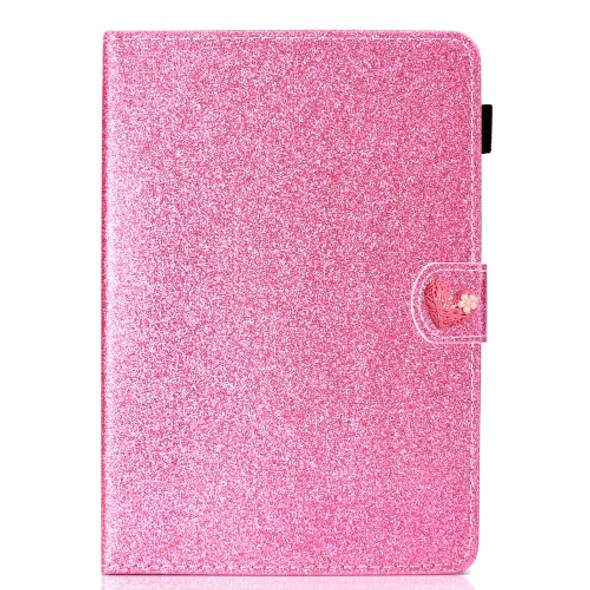 For 7 inch Universal Tablet PC Glitter Powder Love Buckle Horizontal Flip Leather Case with Holder & Card Slots(Pink)