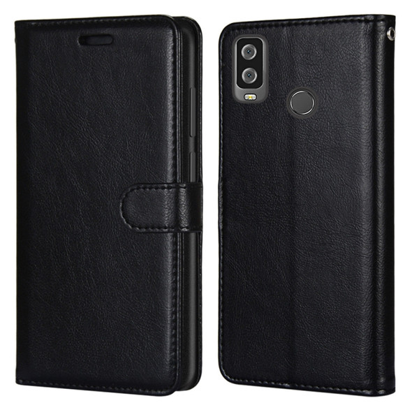 For Alcatel 1L (2021) Pure Color Horizontal Flip PU Leather Case with Holder & Card Slots & Wallet & Photo Frame(Black)