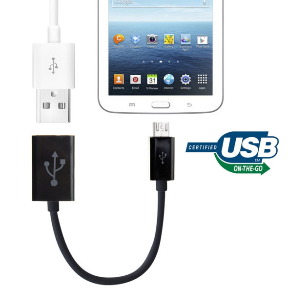 15cm Micro USB OTG Connection Cable,  for Galaxy Tab 3 (8.0 / 10.1) T310 / P5200, Note 10.1(2014 Edition)/P600, GALAXY Tab 4 (7.0 / 8.0 / 10.1) T230 / T330 / T530, Galaxy Tab Pro (8.4/ 10.1) T320 / T520, i9500 / i9300 / N7100(Black)