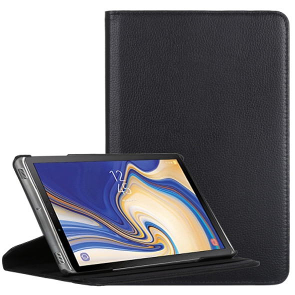 Litchi Texture Horizontal Flip 360 Degrees Rotation Leather Case for Galaxy Tab S4 10.5, with Holder (Black)