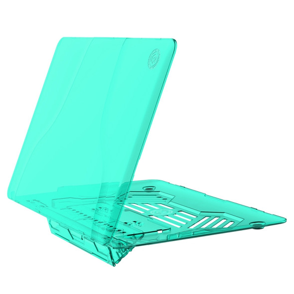 Multi-function Ultra-thin Translucent Heat Dissipation Laptop PC Protective Case for MacBook Air 13.3 inch A1466 (2012 - 2017) / A1369 (2010 - 2012), with Holder & Handle & Slip-resistant Feet(Green)