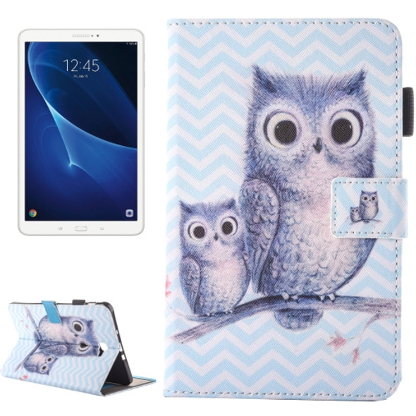 For Galaxy Tab A 10.1 (2016) / T580 Lovely Cartoon Wave Owl Pattern Horizontal Flip Leather Case with Holder & Card Slots & Pen Slot
