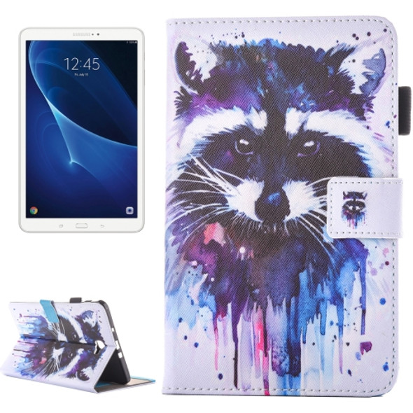 For Galaxy Tab A 10.1 (2016) / T580 Lovely Cartoon Raccoon Pattern Horizontal Flip Leather Case with Holder & Card Slots & Pen Slot