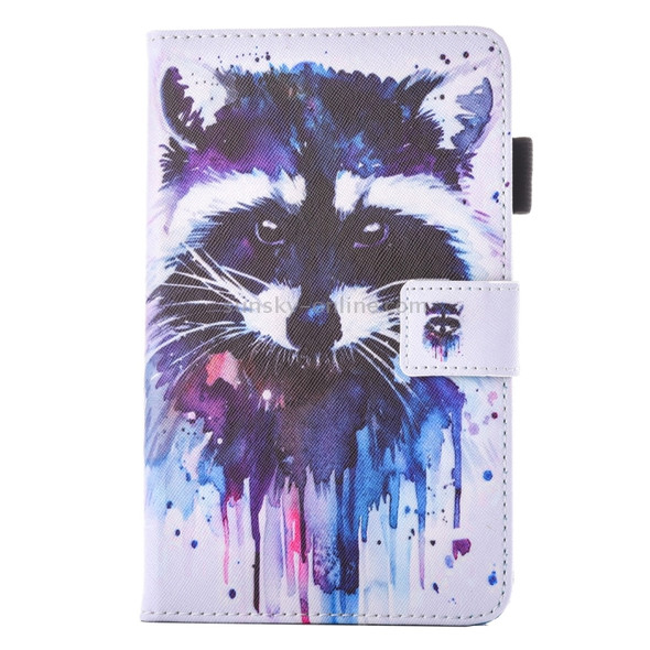 For Galaxy Tab A 7.0 (2016) / T280 Lovely Cartoon Raccoon Pattern Horizontal Flip Leather Case with Holder & Card Slots & Pen Slot