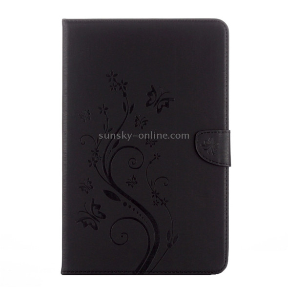 For Galaxy Tab A 10.1 (2016) / P580 Butterflies Love Flowers Embossing Horizontal Flip Leather Case with Holder & Card Slots & Wallet(Black)