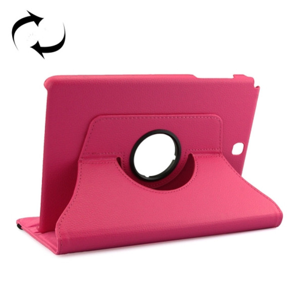 Litchi Texture 360 Degree Rotating Leather Protective Case with Holder for Galaxy Tab A 9.7 / P550 / T550(Magenta)
