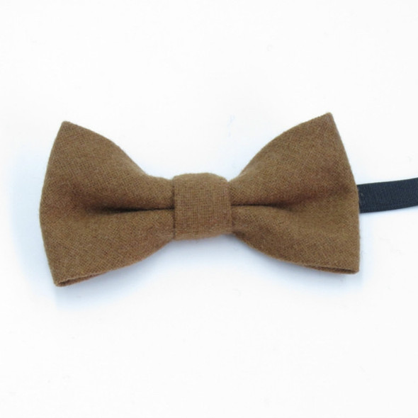 Children Solid Color Wool Fabric Bow-knot Bow Tie(Light Coffee)