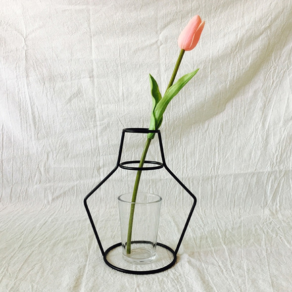 Black Iron Flower Vase Frame Plant Holder, Decorating Indoor Cafe Home, Size: 15cm x 18cm