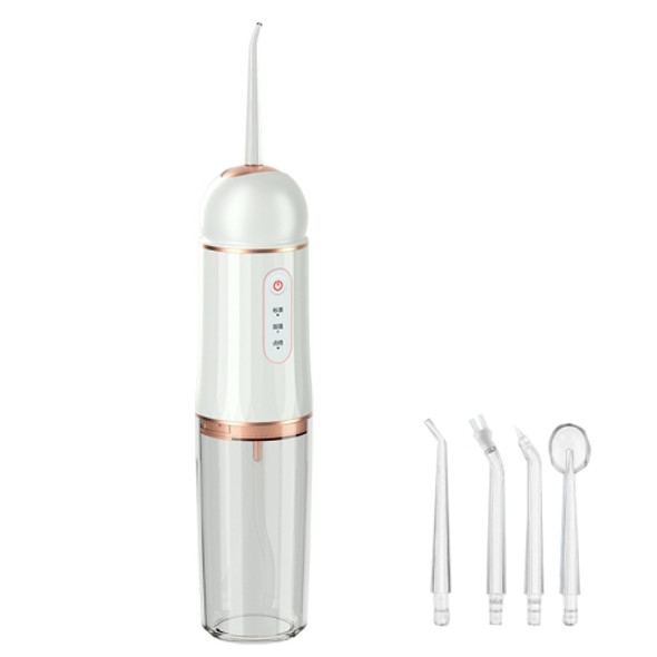 A9 Household Electric Portable Tooth Cleaner Oral Care Dental Floss Tooth Cleane 4 Nozzle(White Gold)