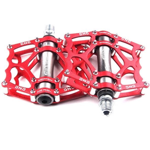 Bicycle Pedal Mountain Bike Aluminum Alloy Palin Pedal Non-Slip Bearing Pedal(901-2 Red)