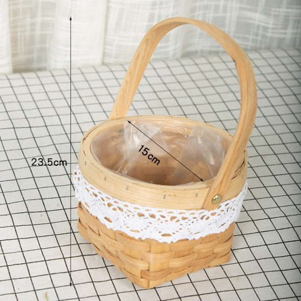 2 PCS Wood Chip Floral Arrangement Flower Basket, Style: Round Mouth Square Bottom