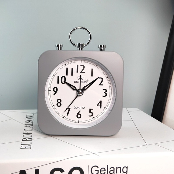 2 PCS Lazy Silent Small Alarm Clock Office Home Desktop Clock(Grey)