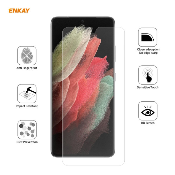 For Samsung Galaxy S21 Ultra 5G 2 PCS ENKAY Hat-Prince 0.1mm 3D Full Screen Protector Explosion-proof Hydrogel Film