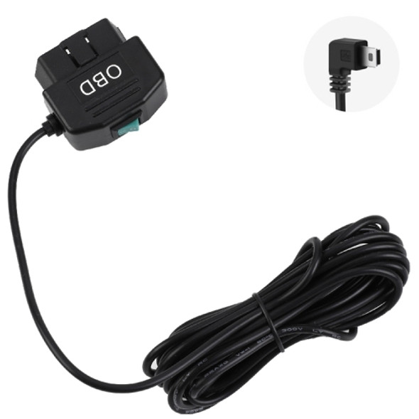 H507 Driving Recorder OBD Step-down Line Car ACC Three-Core Power Cord 12/24V To 5V 3A Low Pressure Protection Line, Specification: Mini Right Elbow