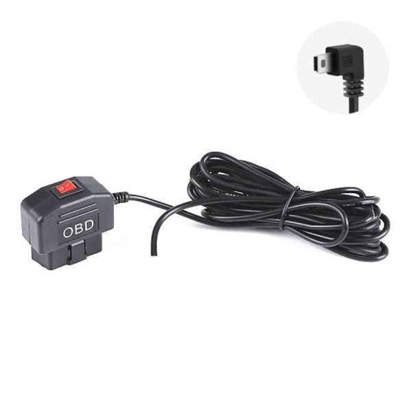 H508 OBD Car Charger Driving Recorder Power Cord 12/24V To 5V With Switch Low Pressure Protection Line, Specification: Mini Left Elbow