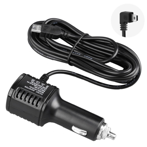 H519 Car Charger Driving Recorder Power Cord Dual USB With Display Charging Line, Specification: Mini Right Elbow