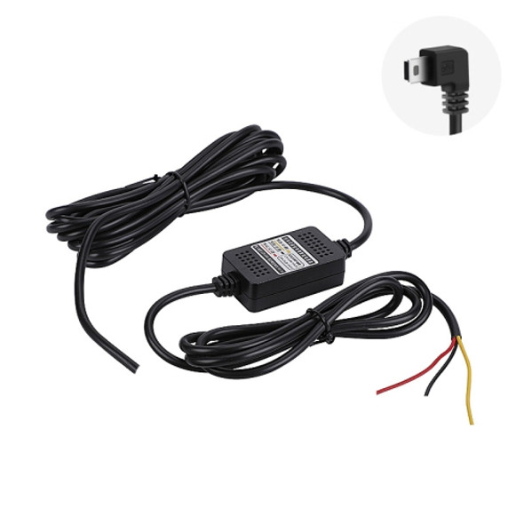 H516 Recording Step-down Line Shrinkage Video Car Charger Line Parking Monitoring Three-Core Power Cord, Model: Without Fuse(Mini Left Elbow)